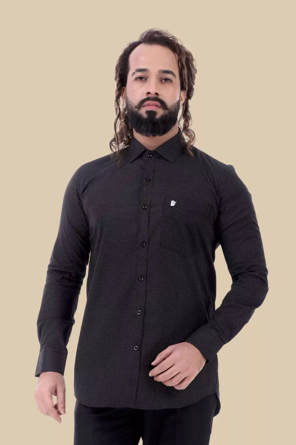 Black Patterned Formal Shirt