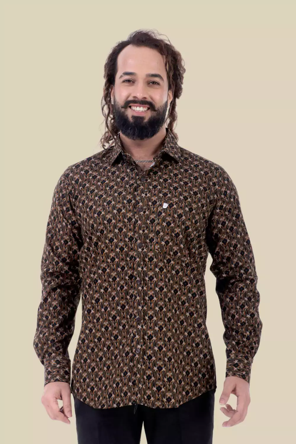 Geometric Patterned Slim Fit Shirt