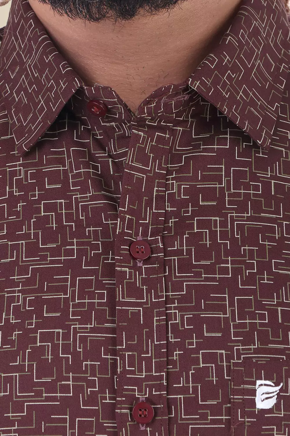 Maroon Patterned Formal Shirt