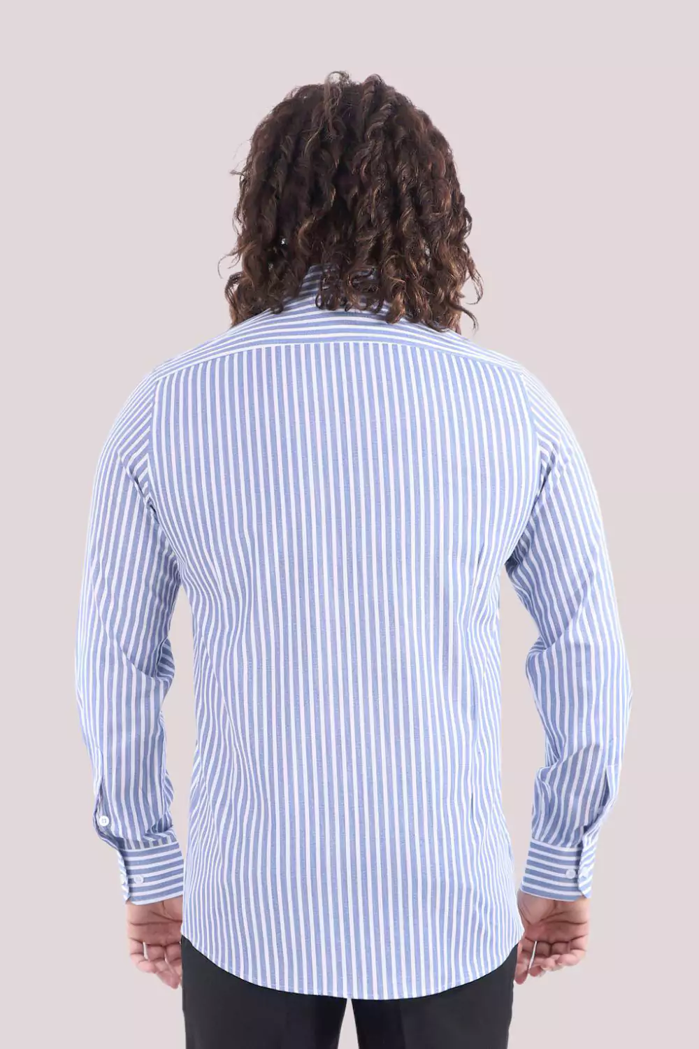 Blue & White Striped Slim-Fit Shirt