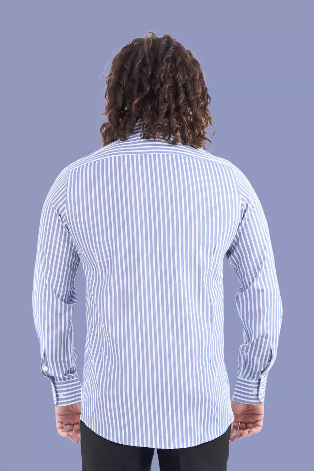 Blue & White Striped Slim-Fit Shirt