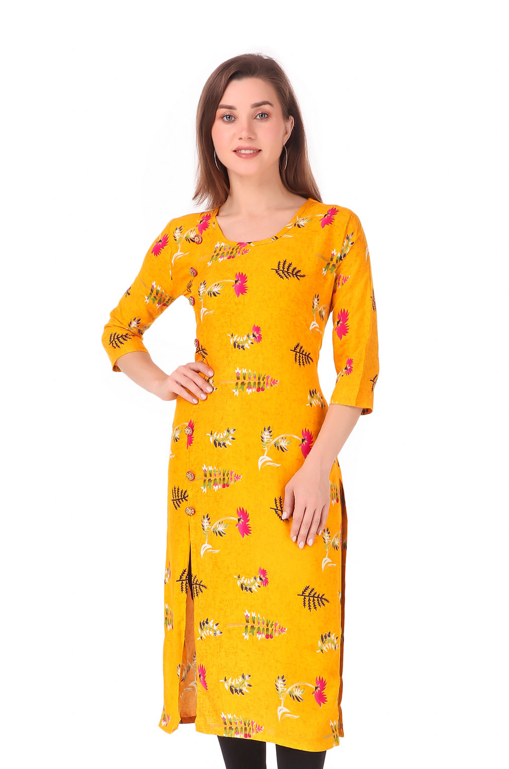 Buy Aarika Three Fourth Sleeves Floral & Abstract Design Sequin Embellished  Kurta & Leggings Set Yellow & Red for Girls (9-10Years) Online in India,  Shop at FirstCry.com - 15404513