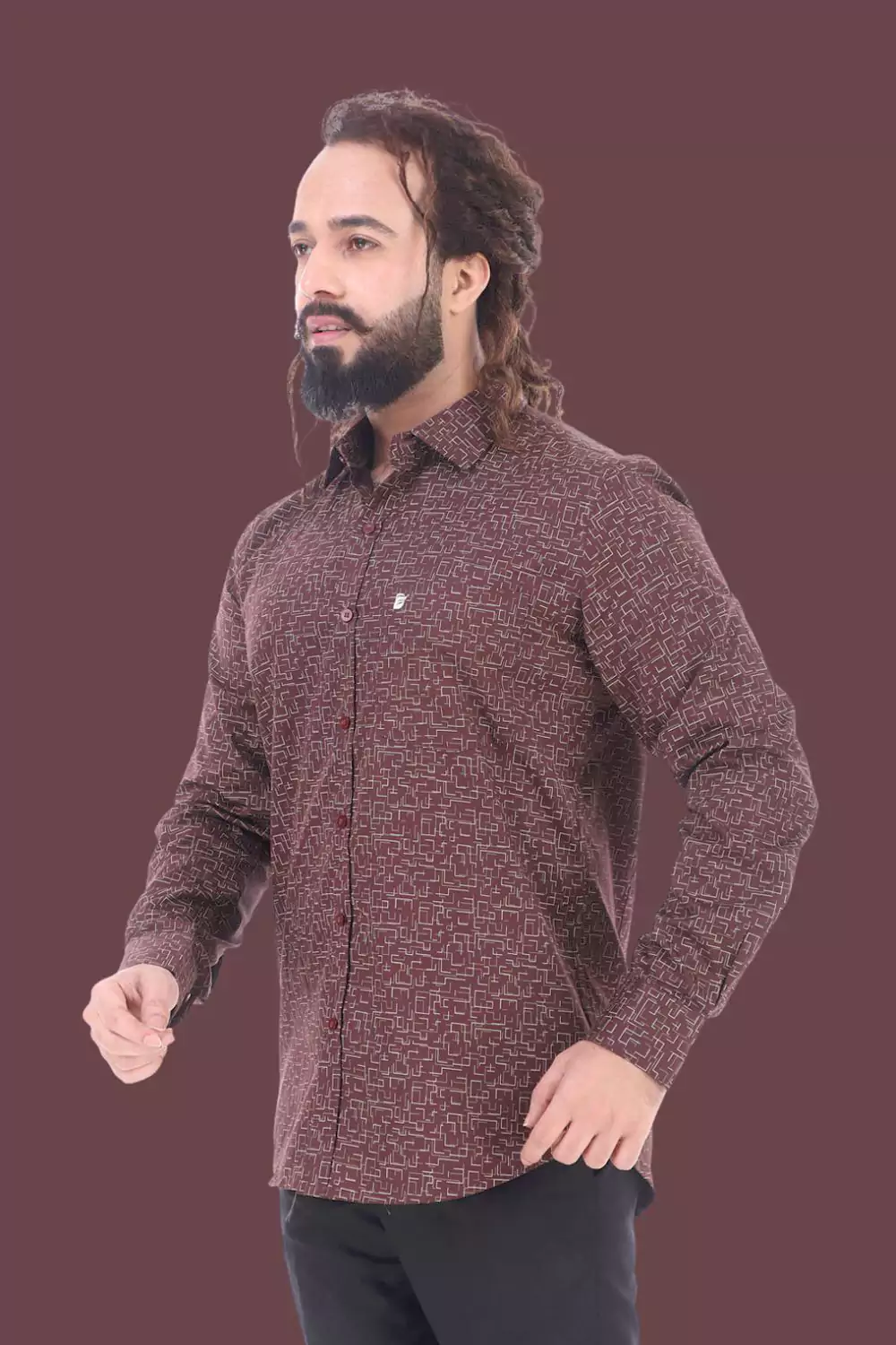 Maroon Patterned Formal Shirt