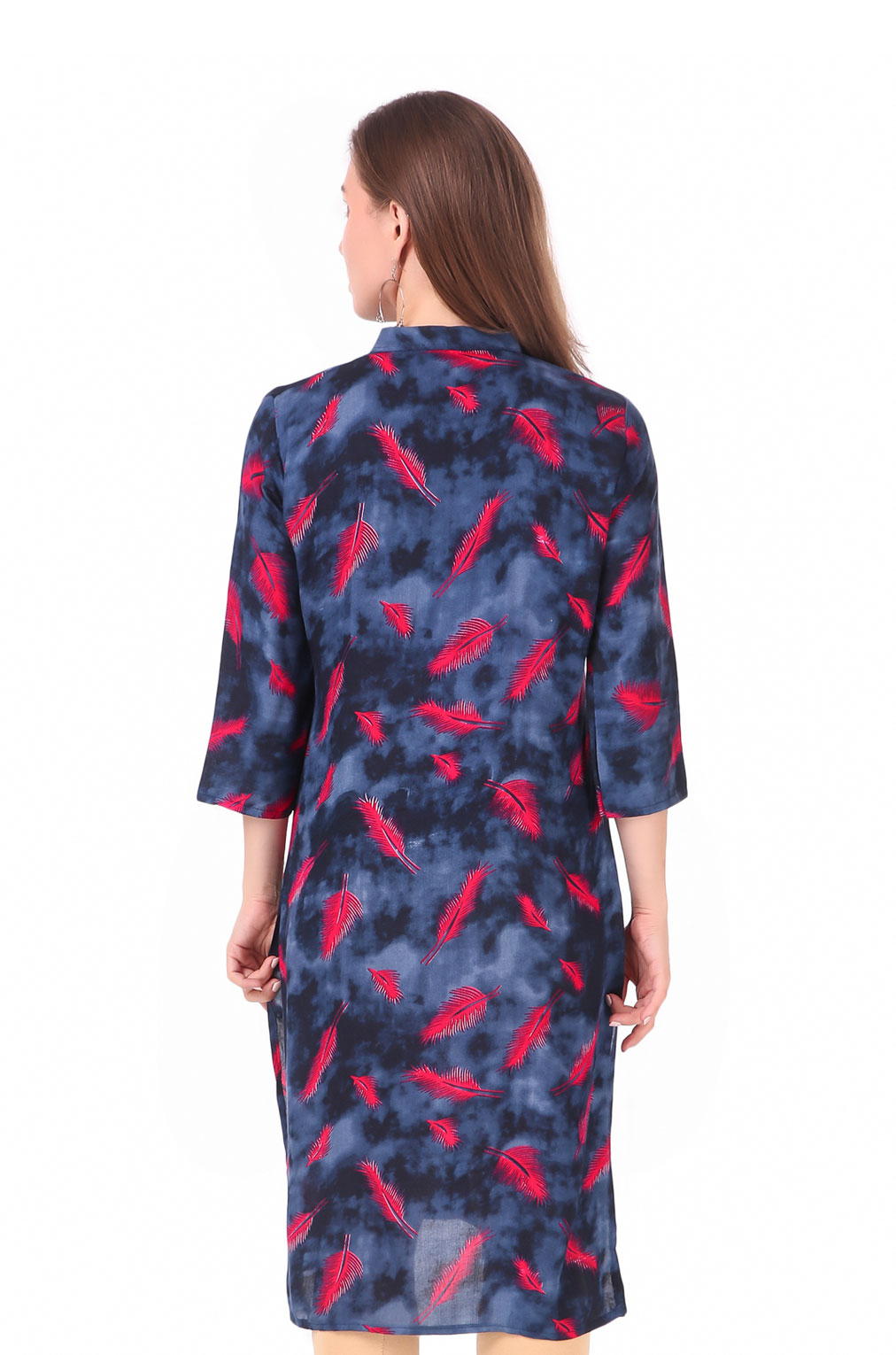 Navy Blue-Orange Botanical Print