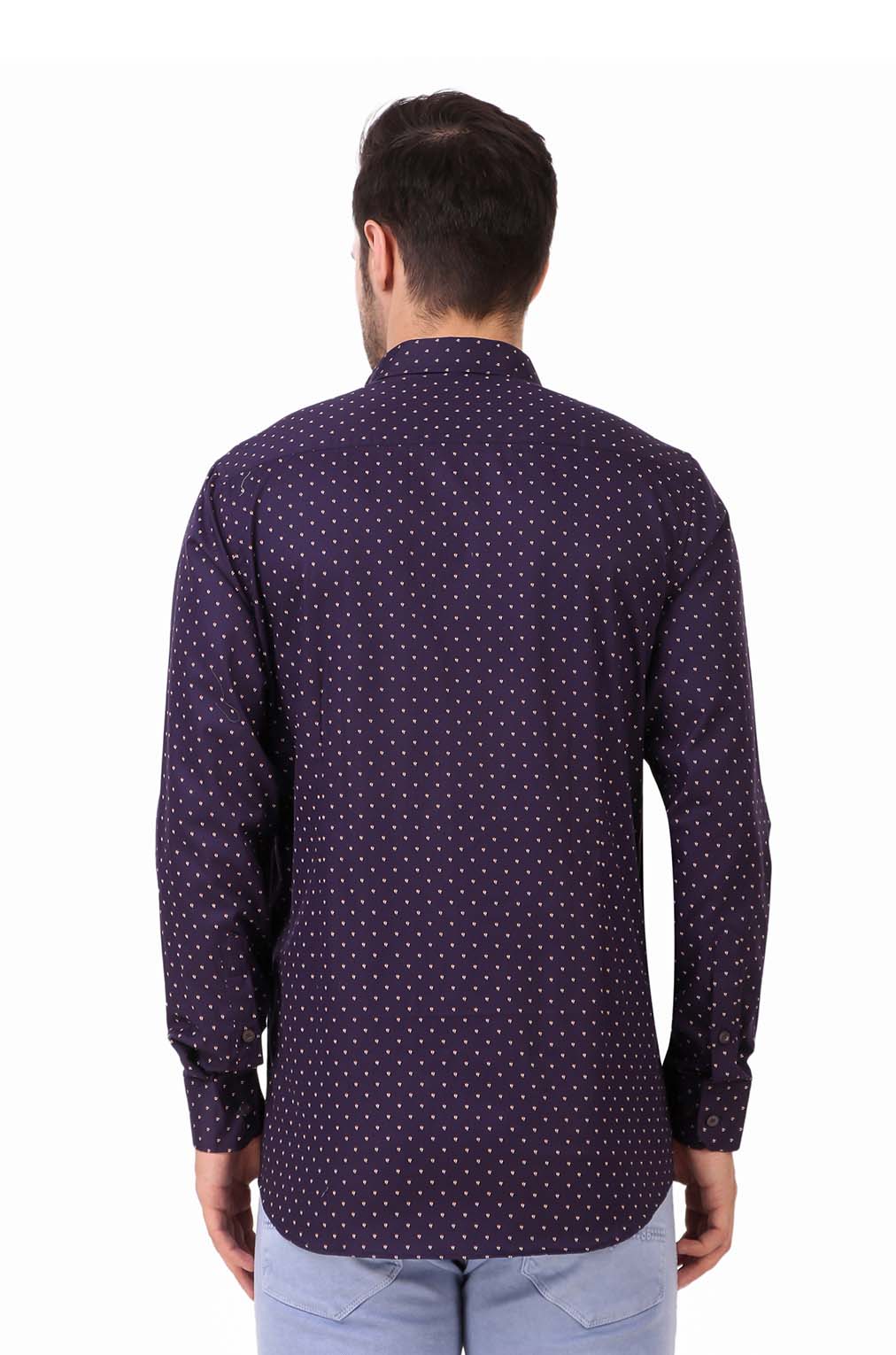 Men Dotted Purple Slim Fit Formal Shirt