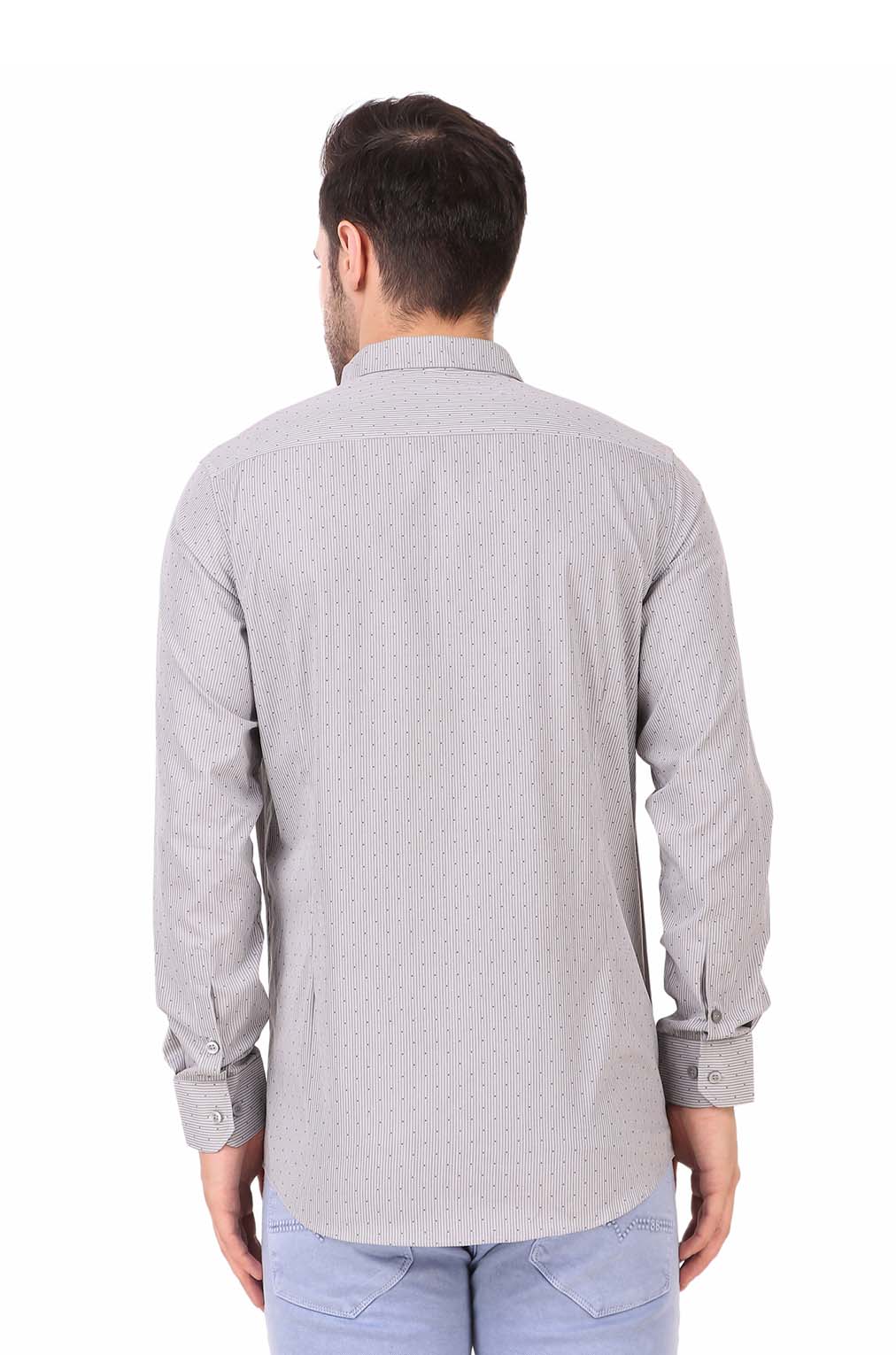 Men Black Micro Polka Dot Printed Casual Shirt