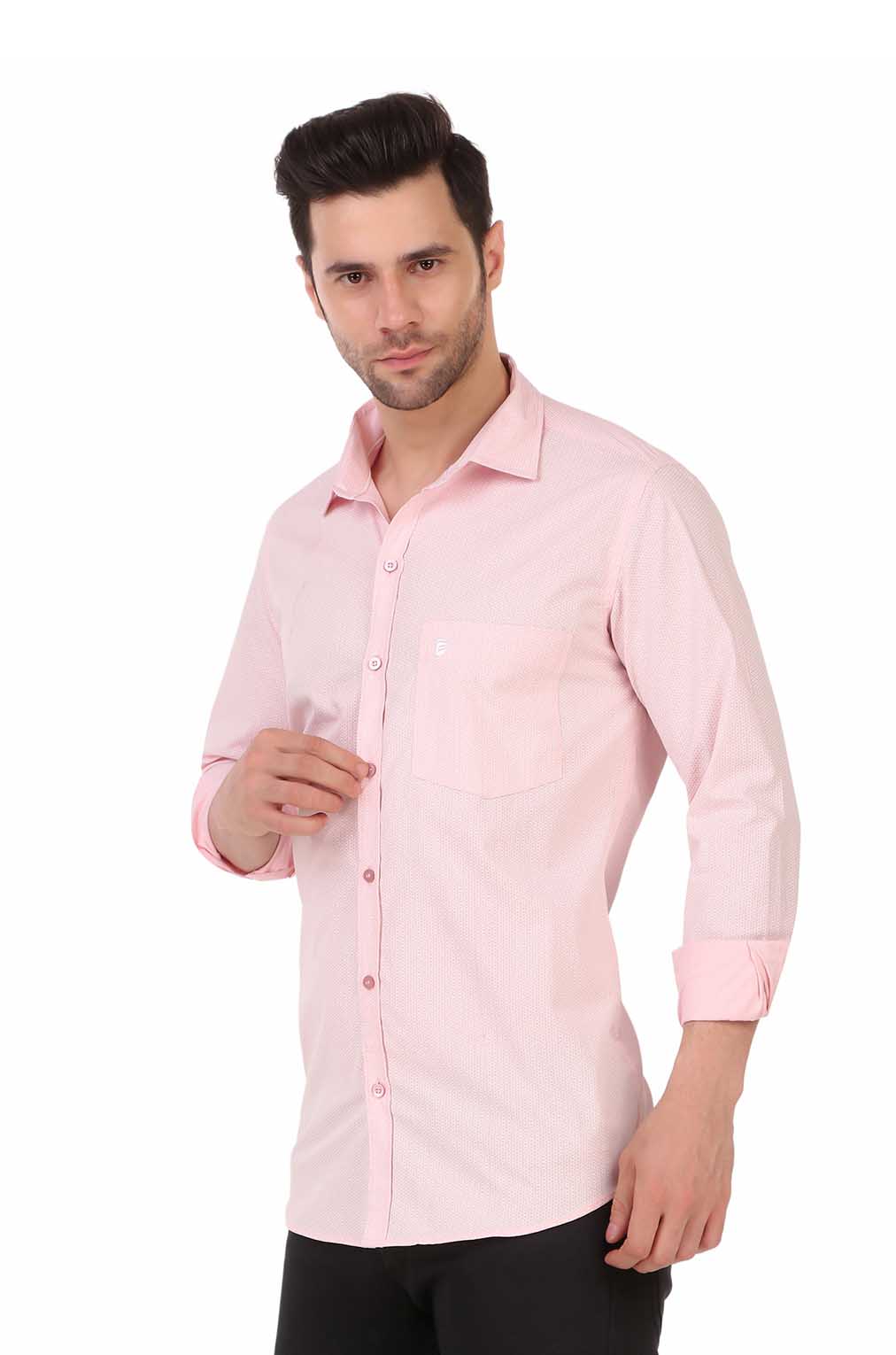 pink printed slim fit formal shirt