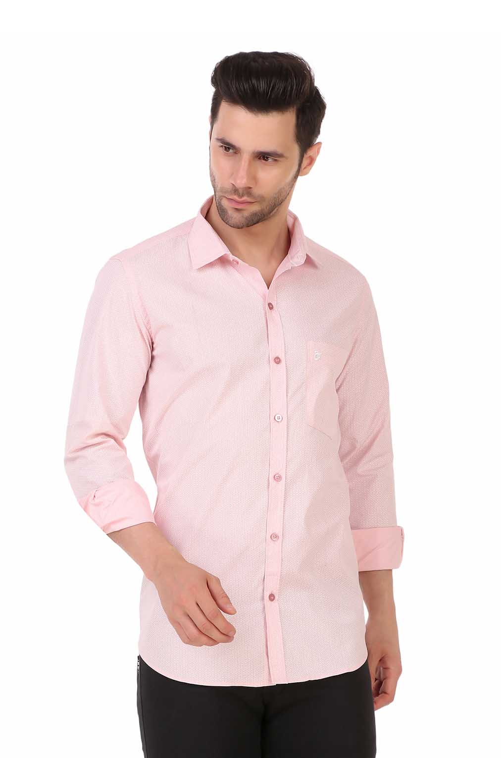 Men Pink Printed Slim Fit Formal Shirt