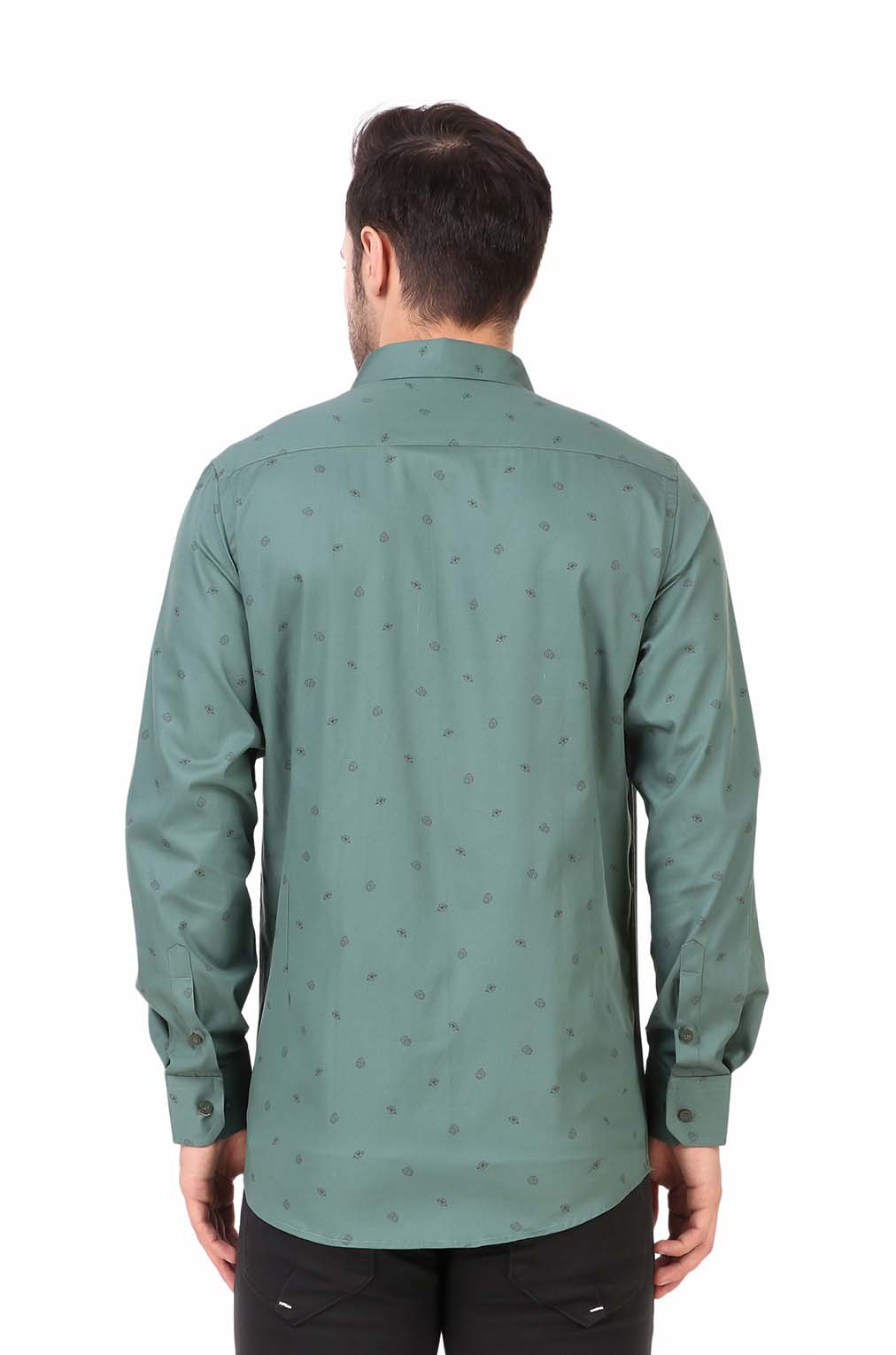 Men Green Floral Slim Fit Formal Shirt