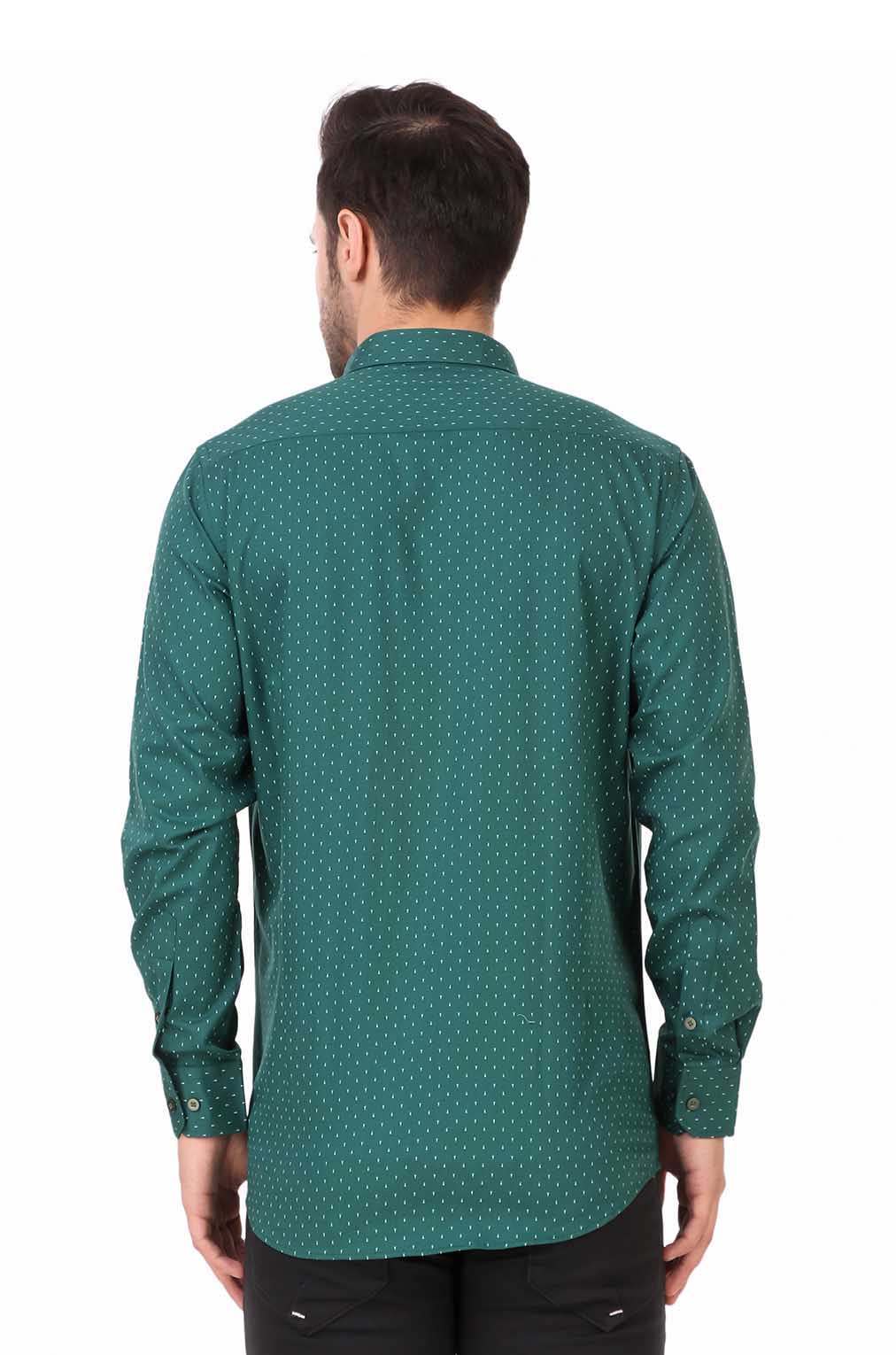 Men Green Printed Slim Fit Formal Shirt