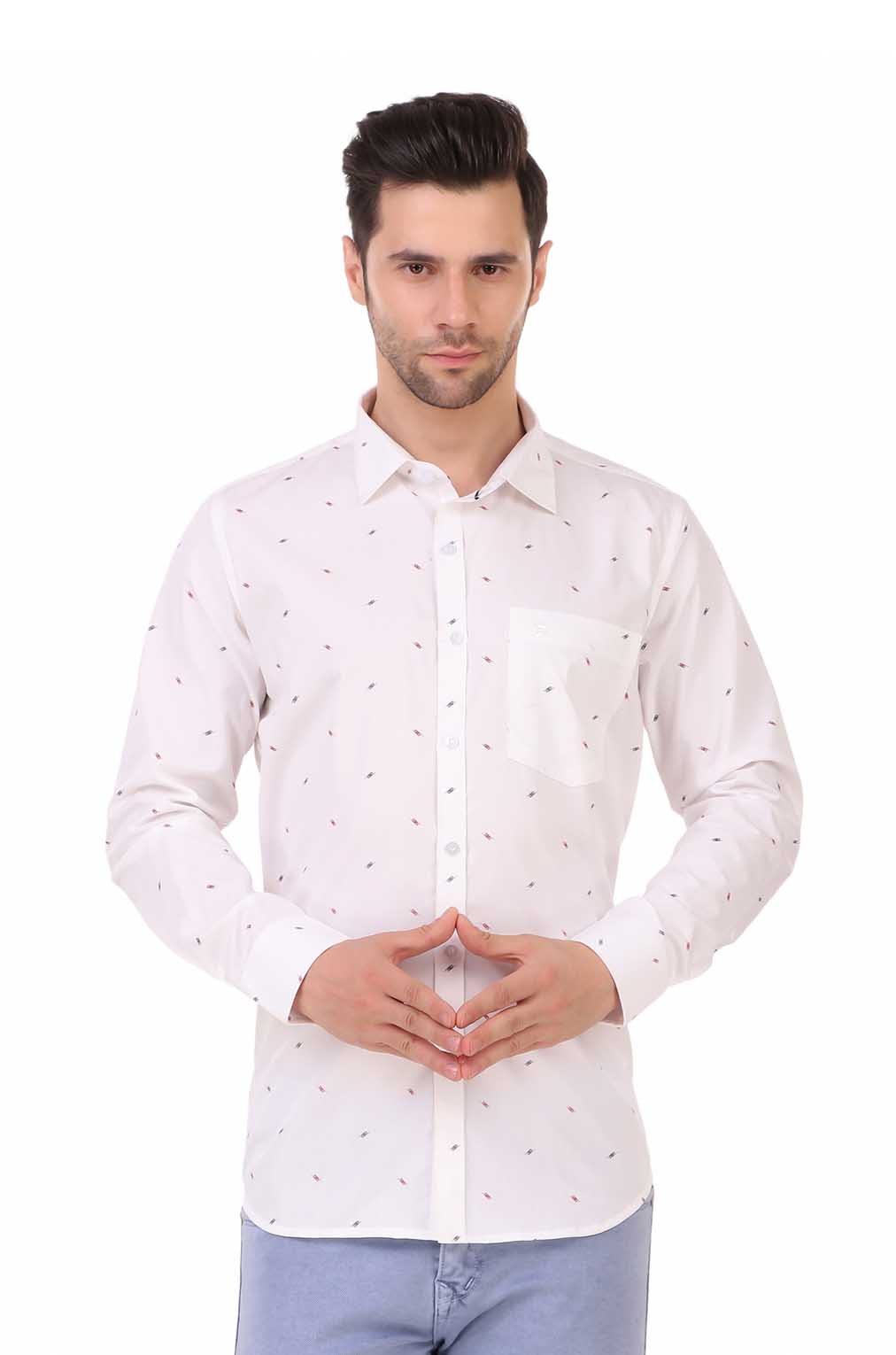 white printed formal shirt