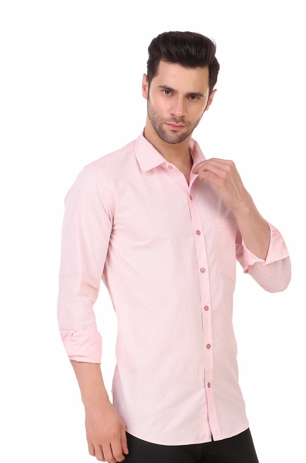 Men Pink Printed Slim Fit Formal Shirt