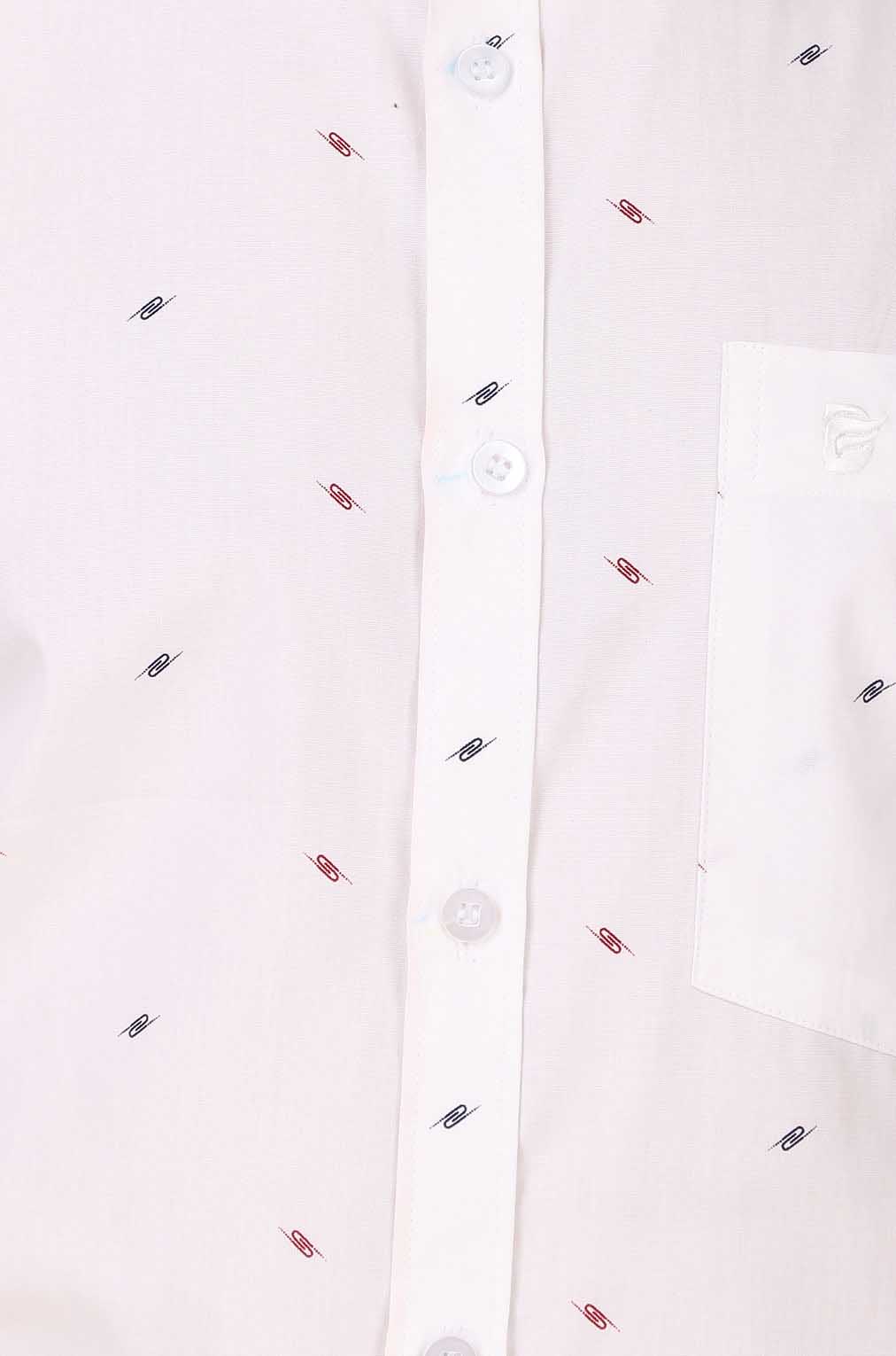 Men White Printed Slim Fit Formal Shirt