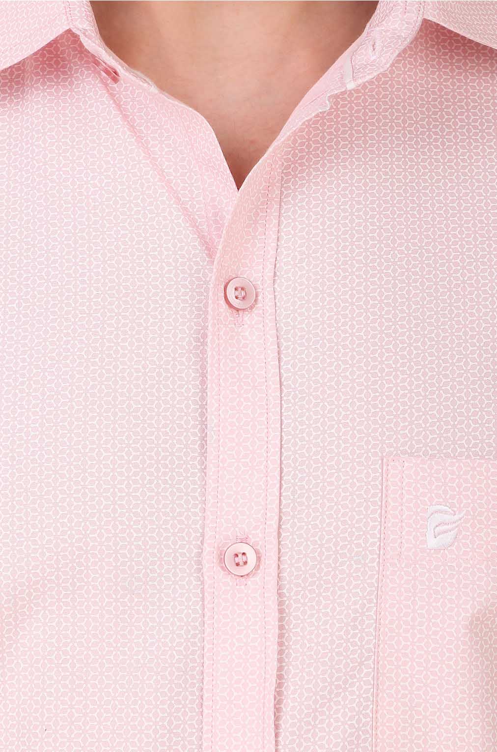 Men Pink Printed Slim Fit Formal Shirt