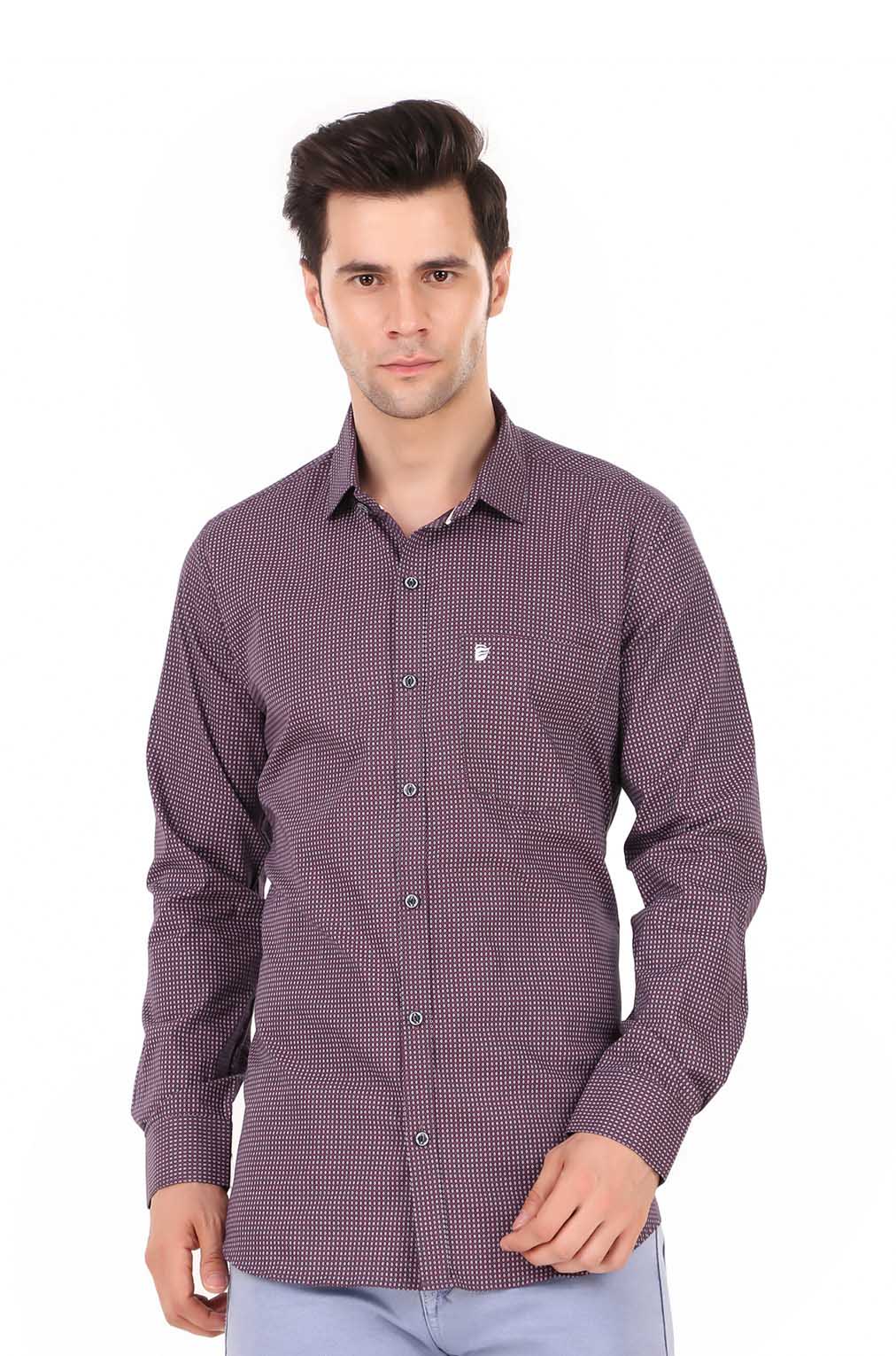 Men Purple Slim Fit Formal Shirts,