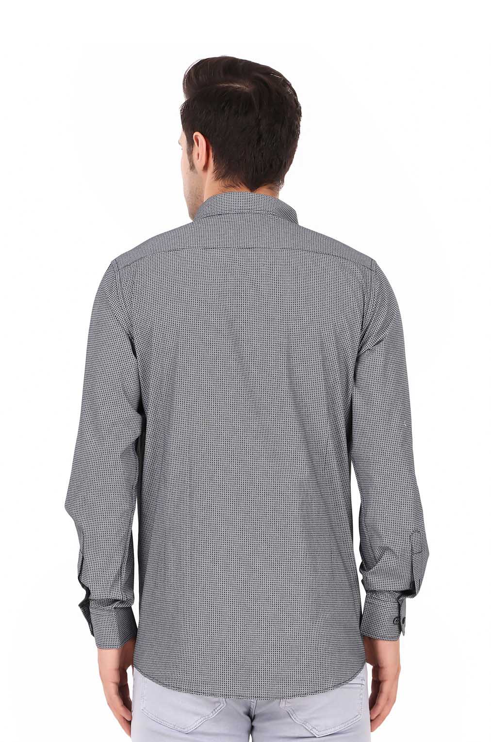 Men Grey Micro Polka Dot Printed Formal Shirt