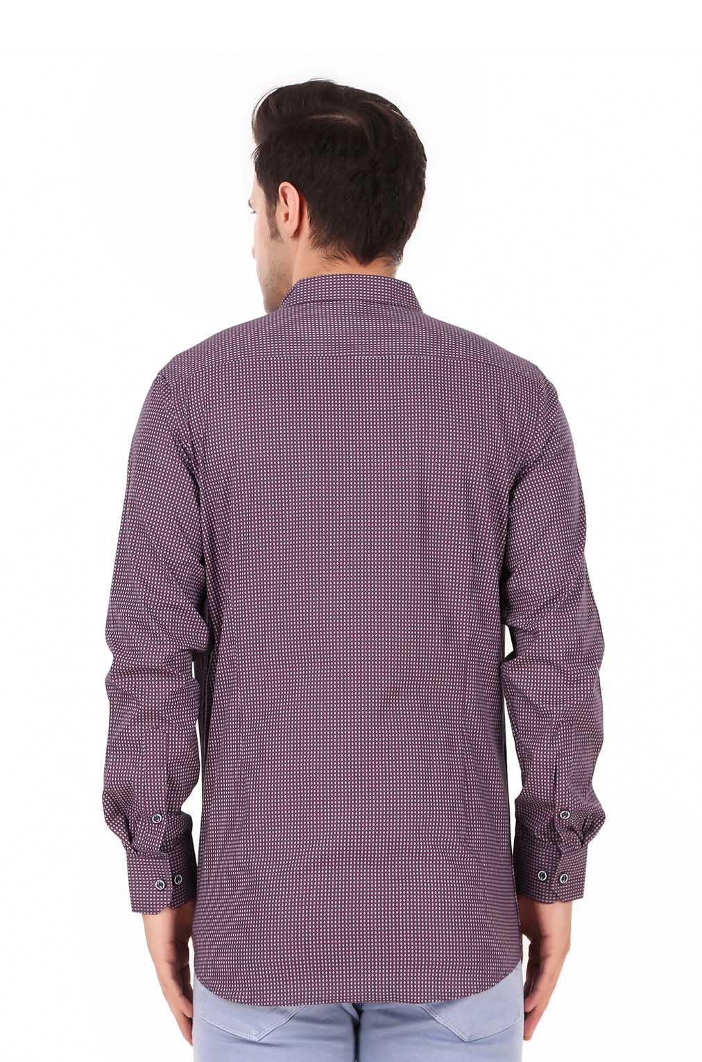 Men Purple Printed Slim Fit Formal Shirt