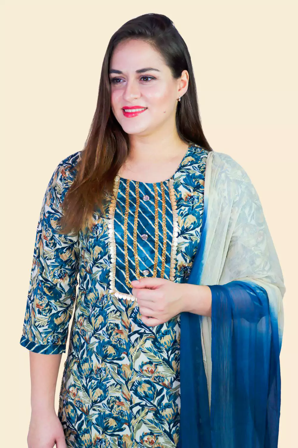 Multicolor Women’s Rayon Casual Regular Ethnic Wear Suit Set With Dupatta
