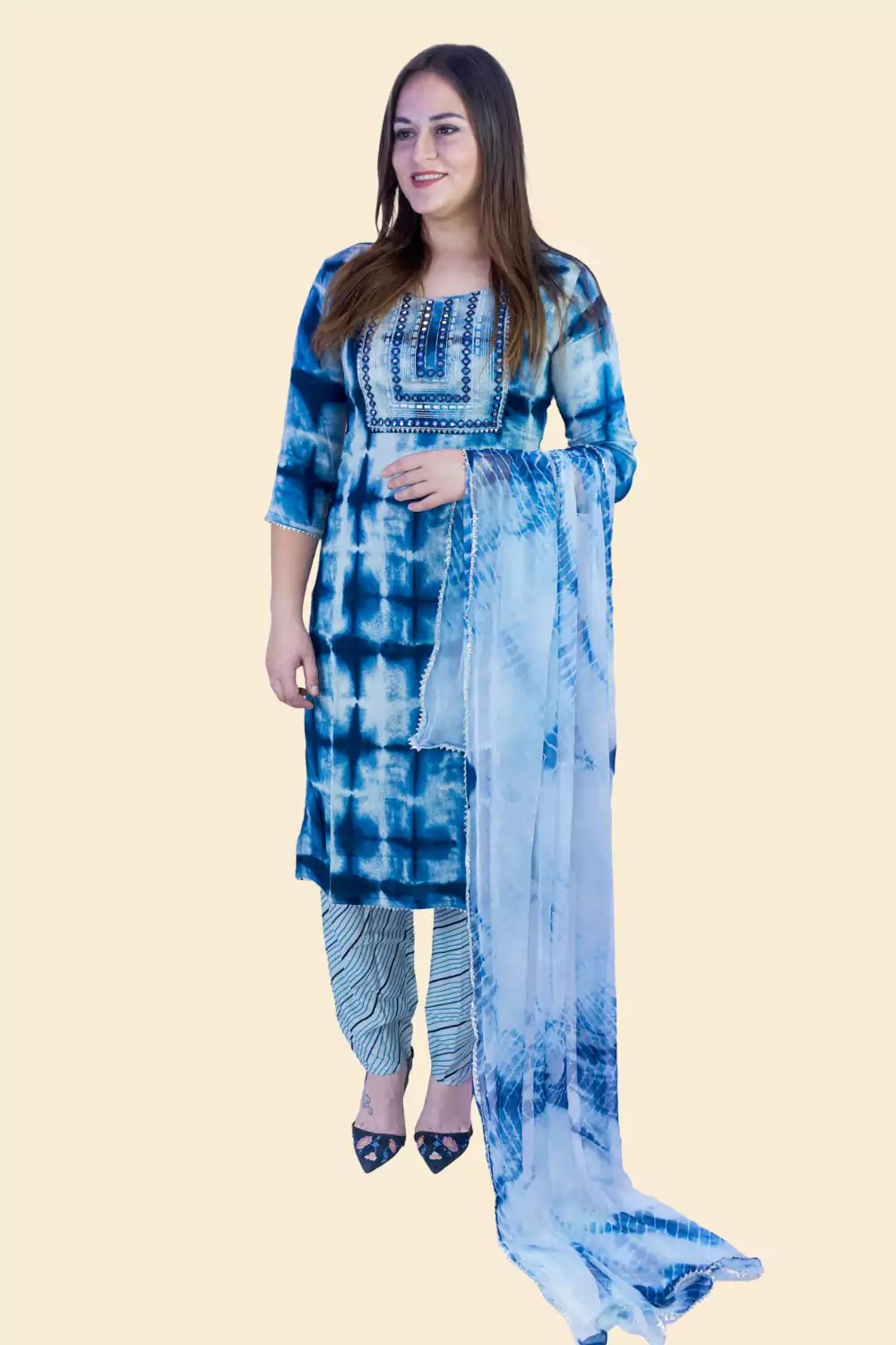 Light Blue Rayon Casual Regular Ethnic Wear