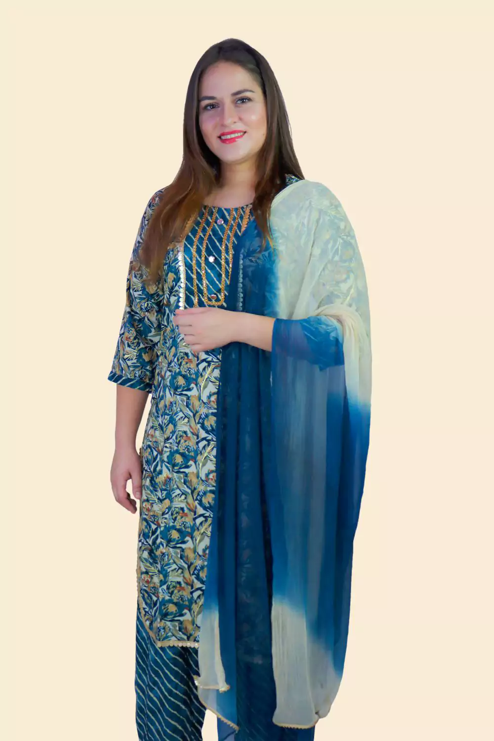 Multicolor Women’s Rayon Casual Regular Ethnic Wear Suit Set With Dupatta