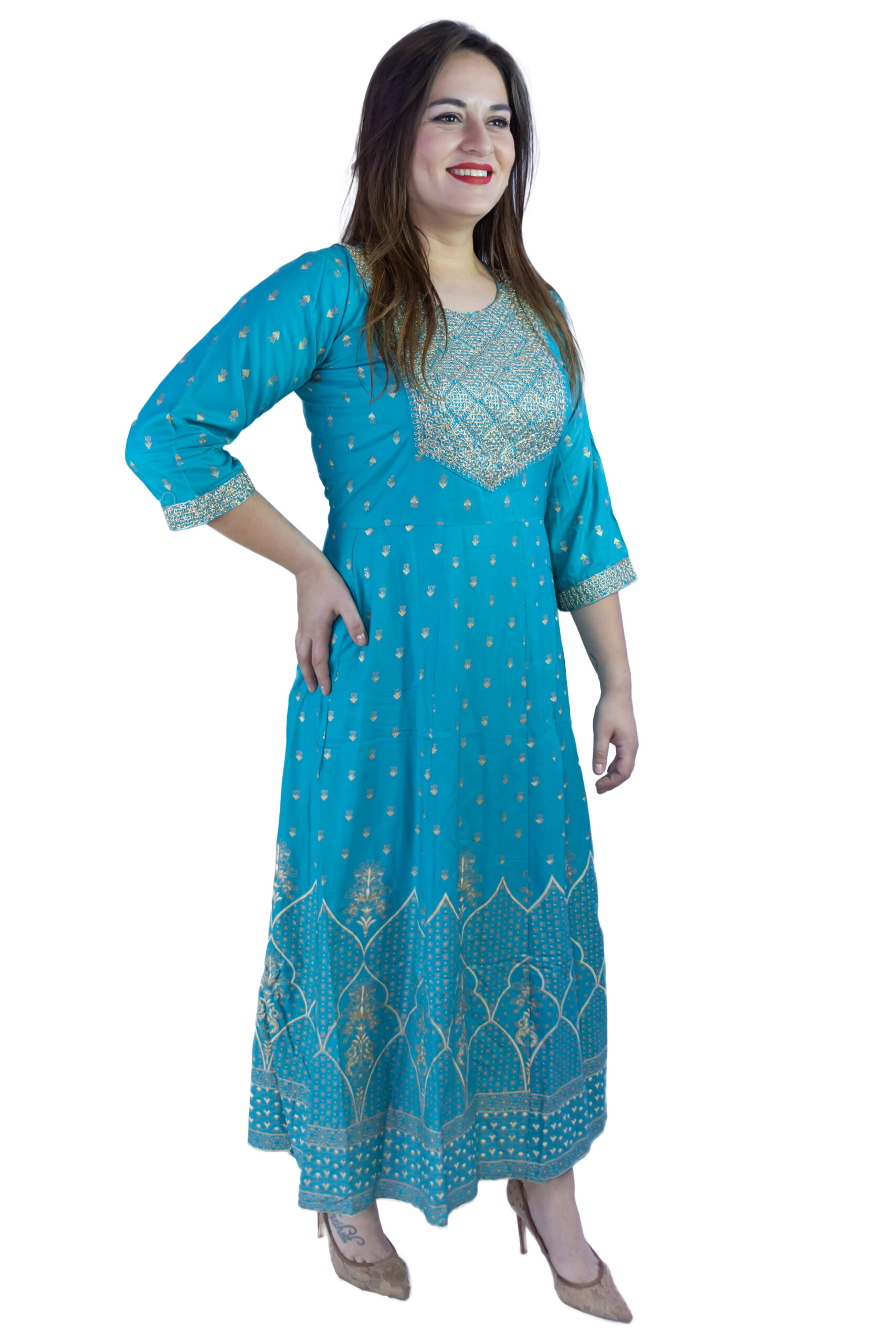 Women’s Rayon Regular Blue Ethnic Wear Kurta