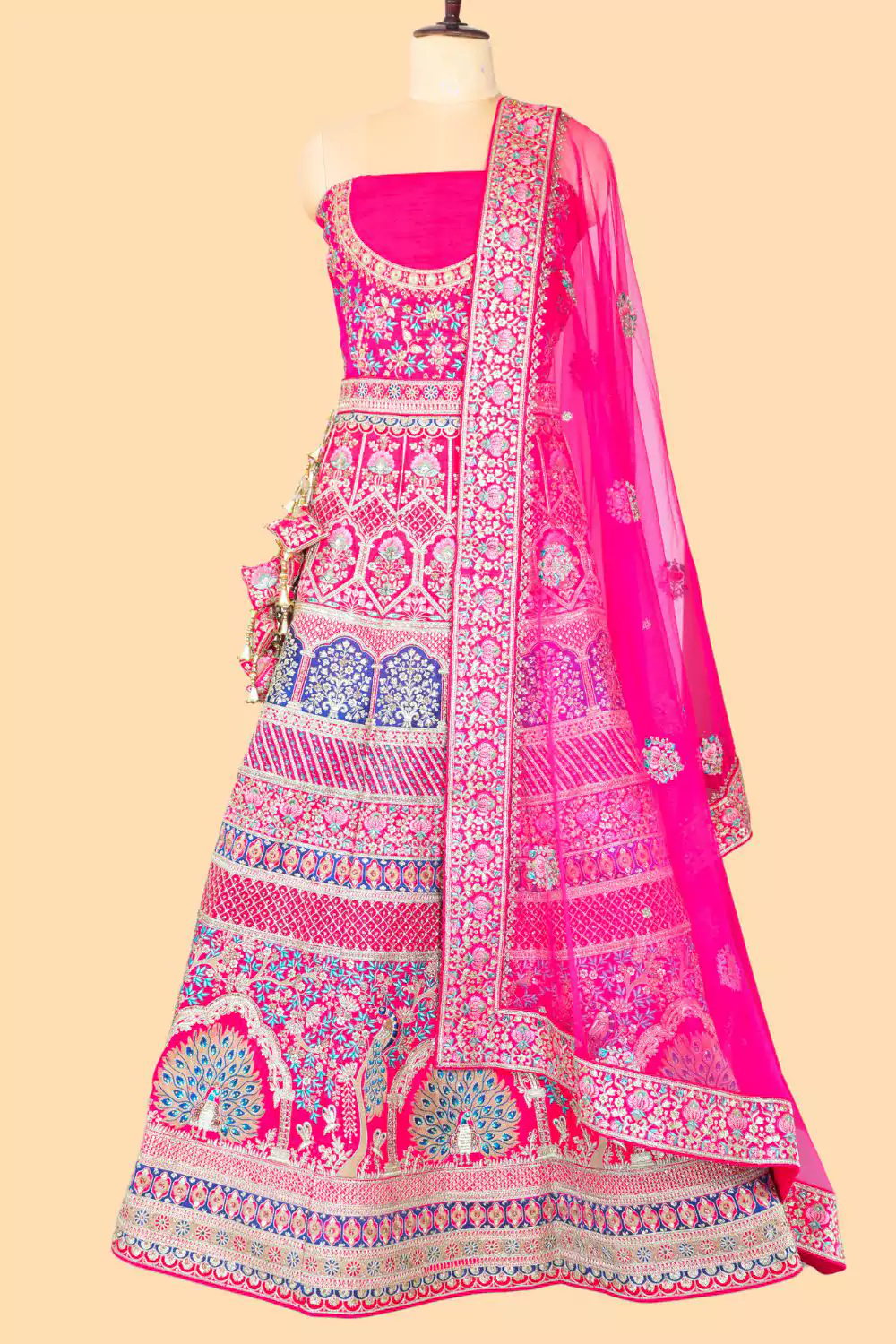 Hot Pink Embroidered Lehenga