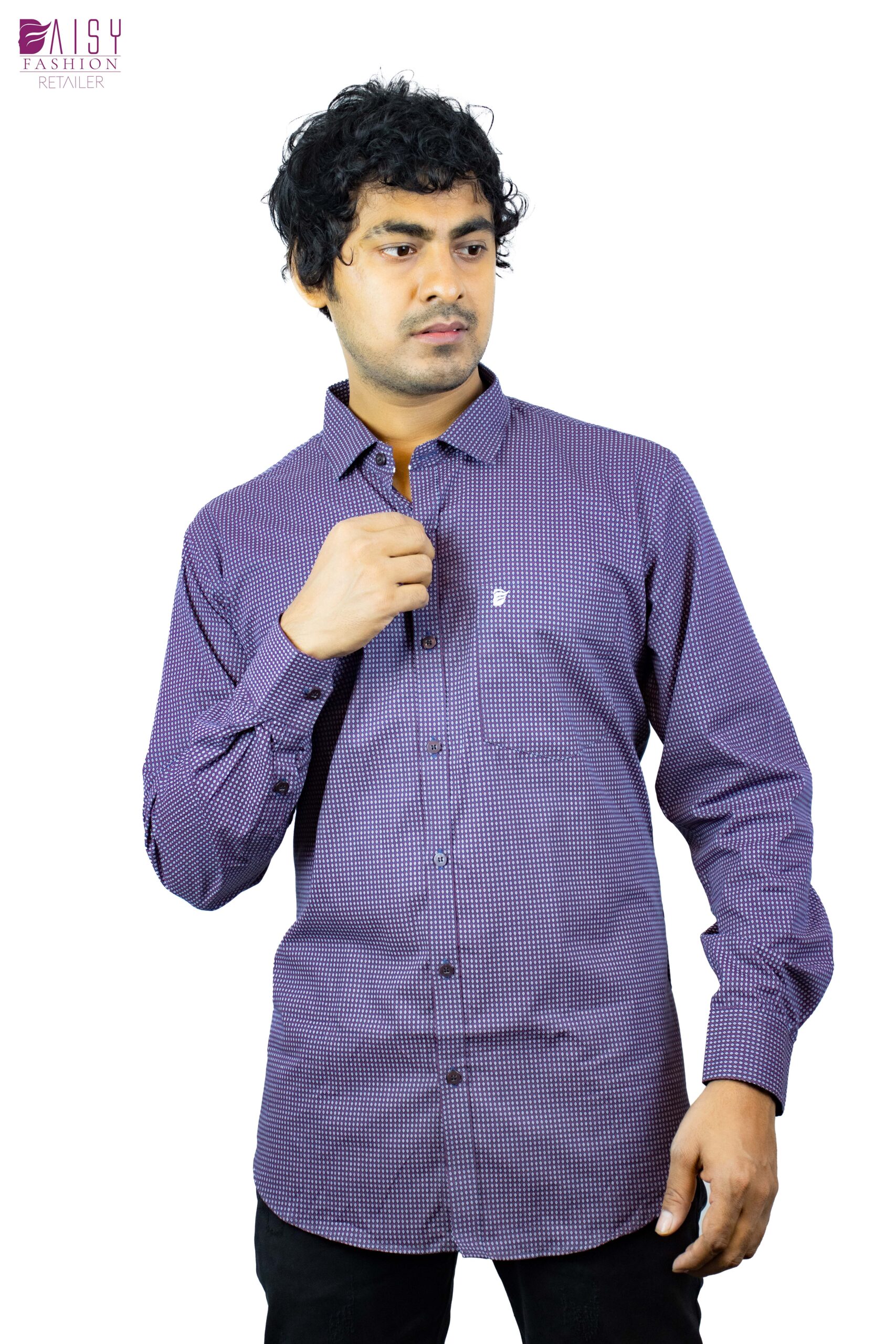 Stylish Cotten Printed Purple Shirt