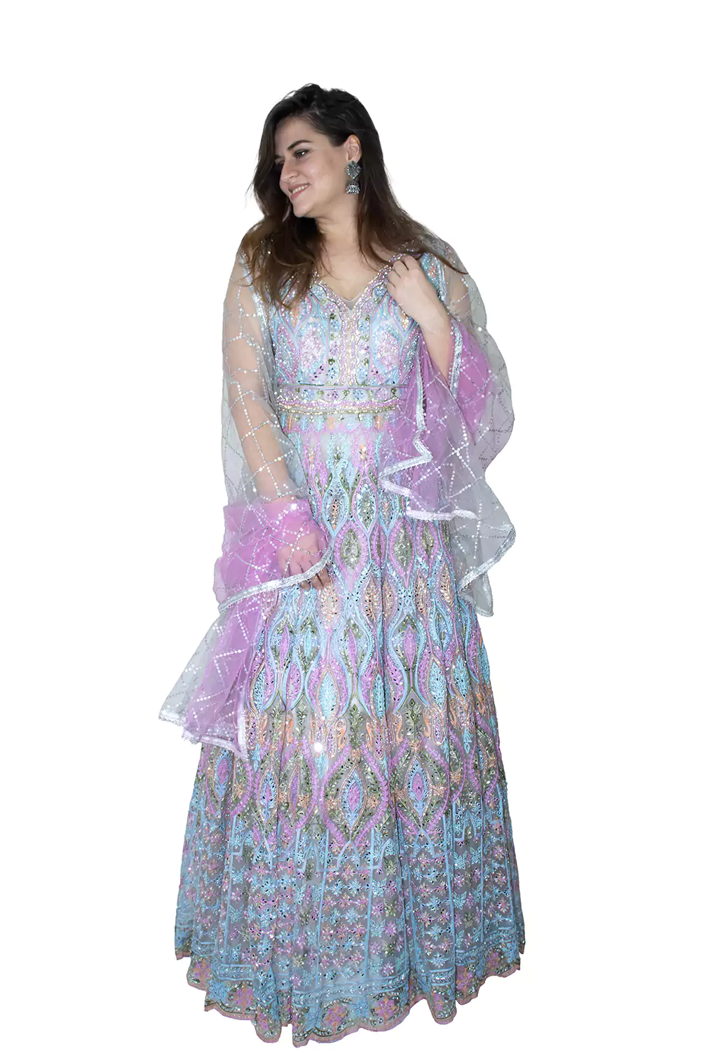 Pastel Blue & Pink Sequin Dress