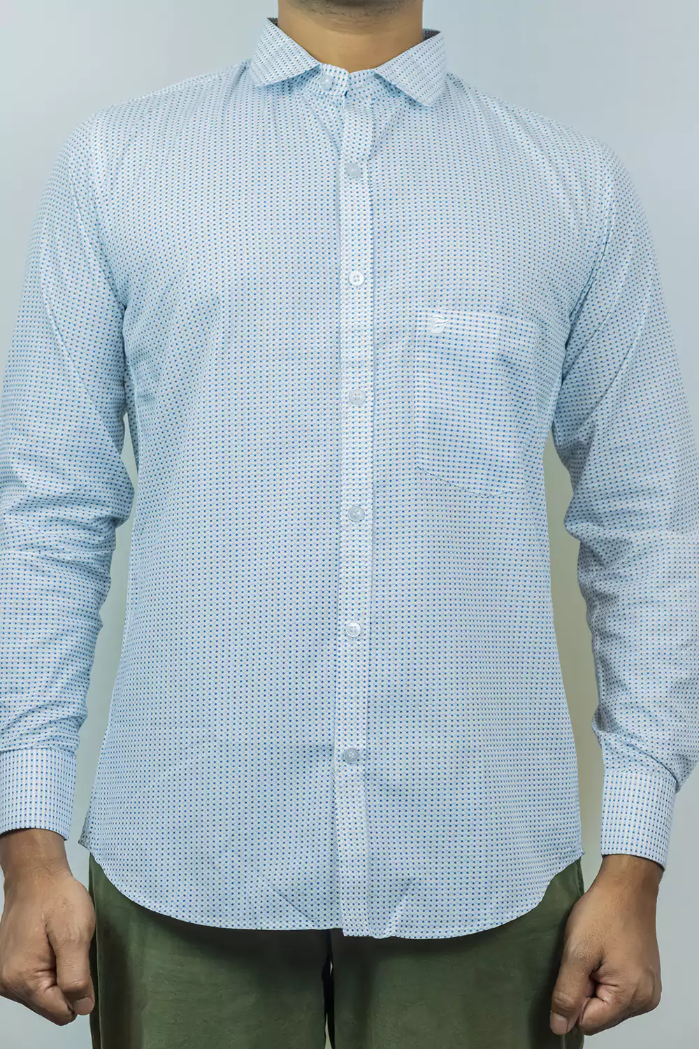 Simple Blue & White Printed Shirt