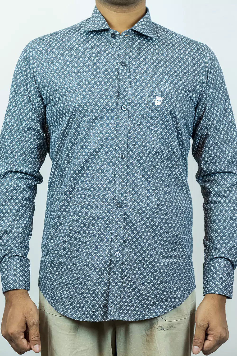 Dusky Blue Geometric Print Shirt