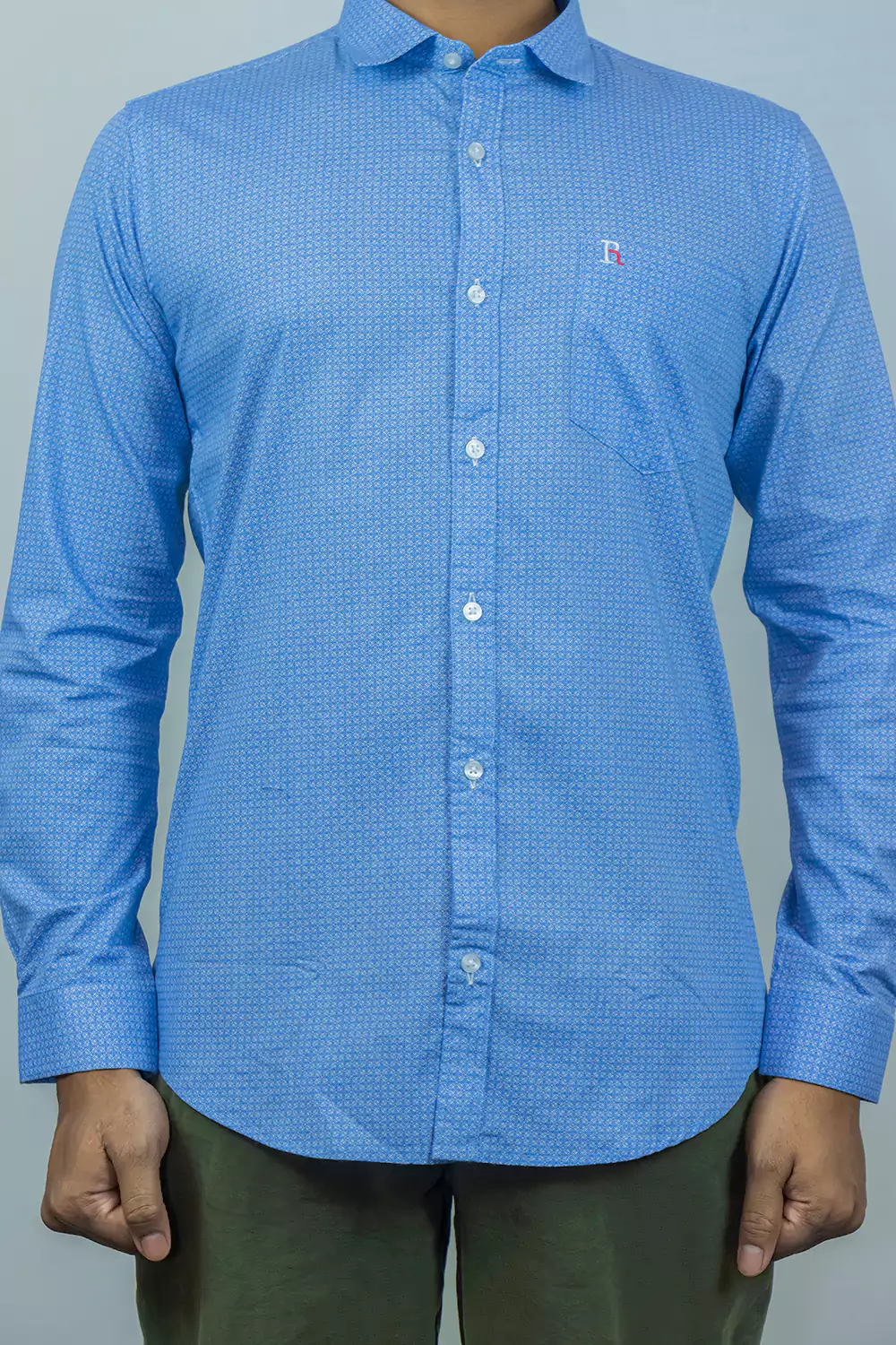 Cyan Blue Printed Shirt