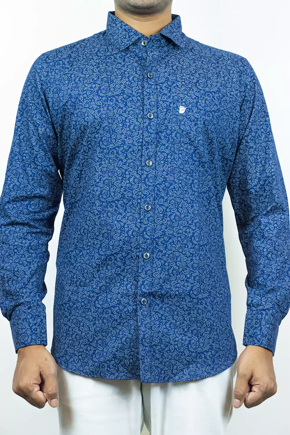 Azure Blue Paisley Printed Shirt