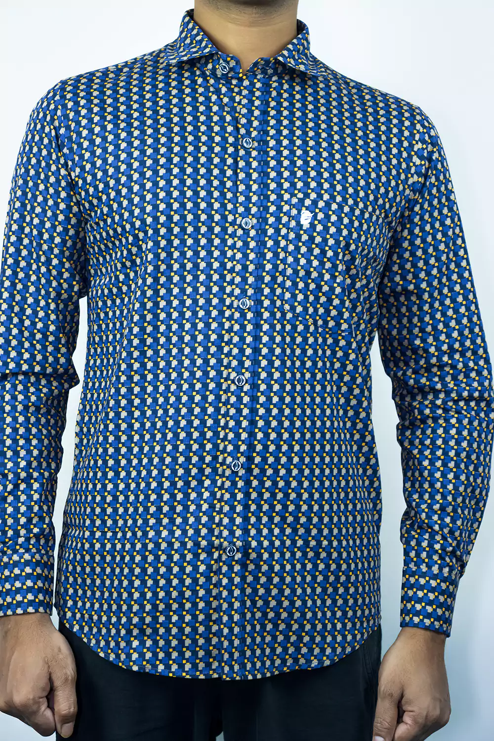 Blue Multipatterned Shirt