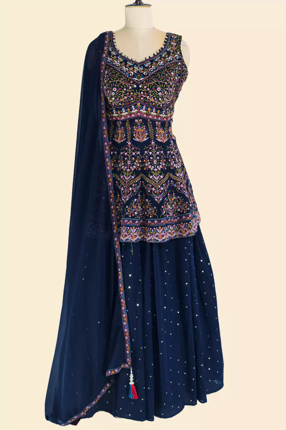 Purple Embroidered Festive Gown Set