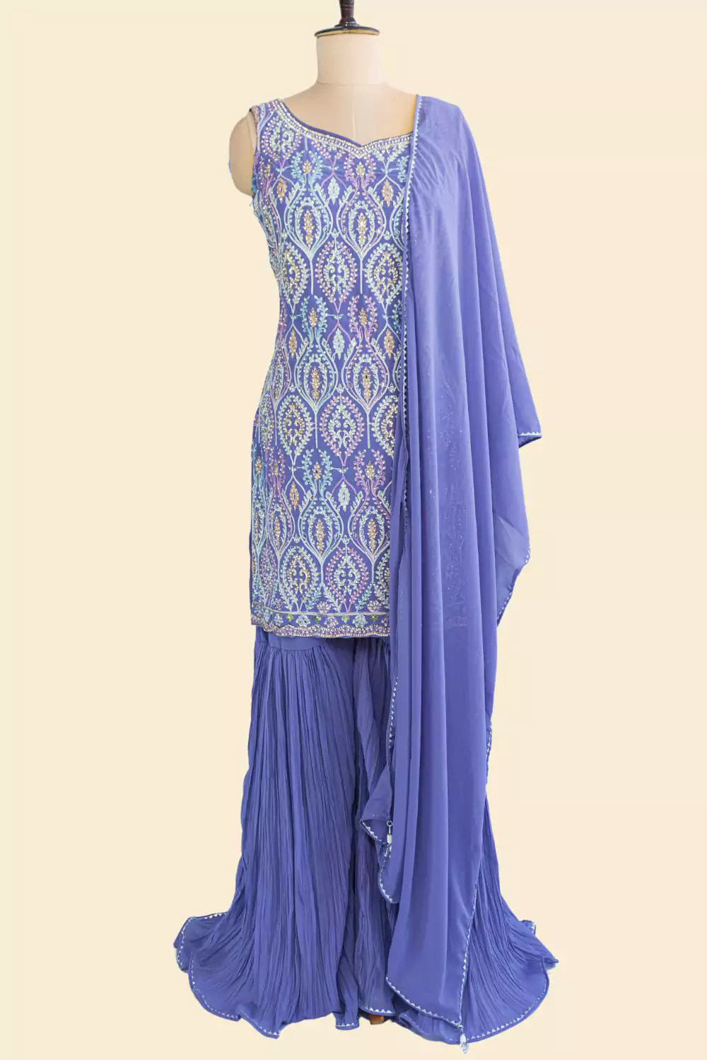 Purple Designer Sharara Suit Set