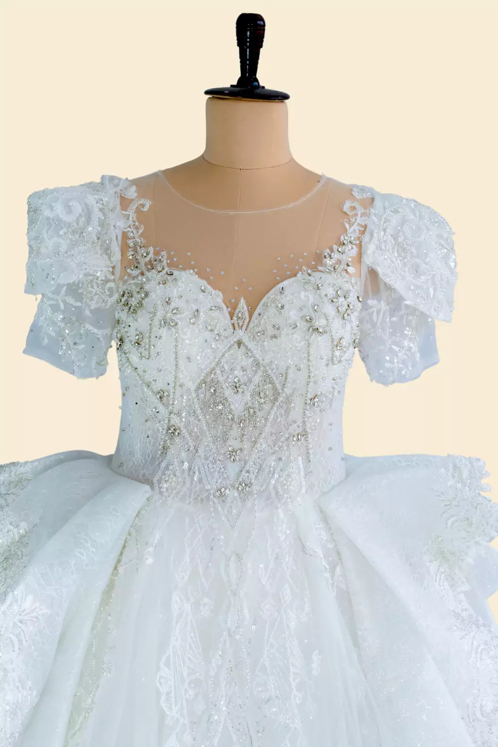 White Ballroom Layered Wedding Gown