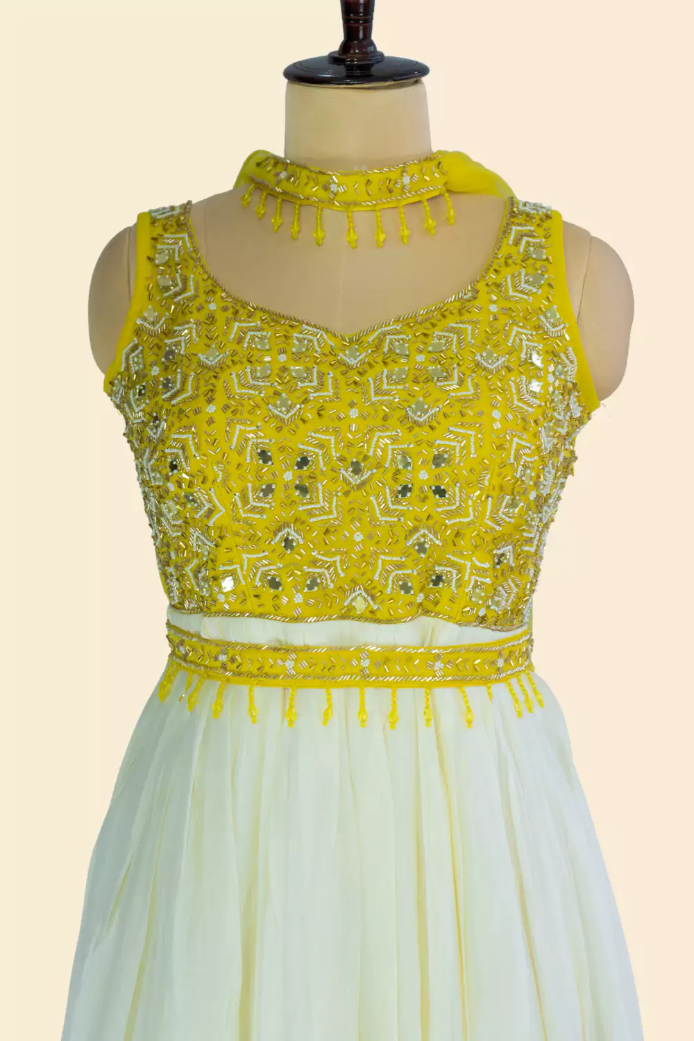 White & Yellow Haldi Gown